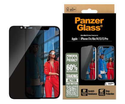 Szkło i folia ochronna PanzerGlass Ultra-Wide Fit do iPhone 17e/16e/14/13/13 Pro privacy